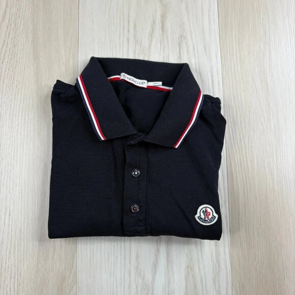 Moncler Mens Black Logo Patch Short Sleeve Regular Casual Wear Polo Shirt Small - Picture 1 of 15